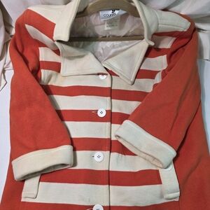 Vintage 1960s Courreges Womens Jacket Striped White Orange